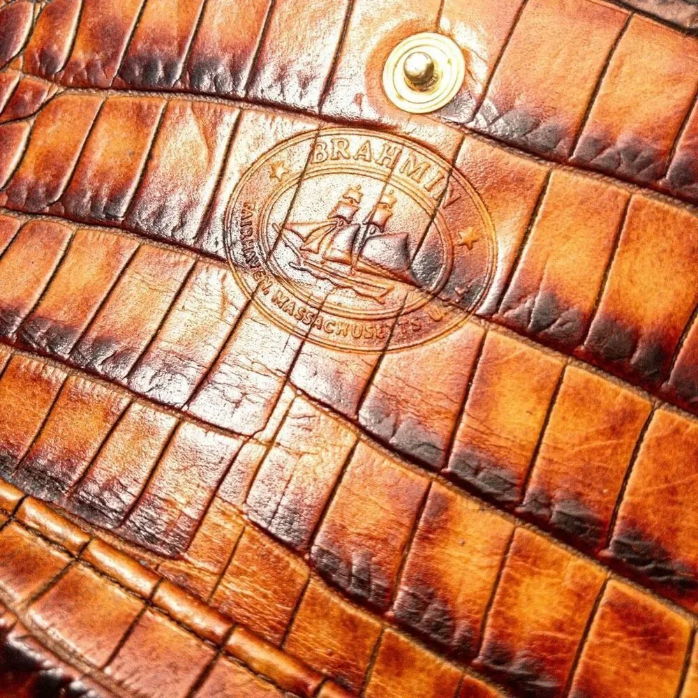 VTG Brahmin Pecan Melbourne Leather Trifold Wallet